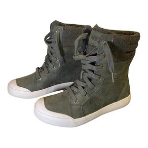 KEEN Elsa II Mid Women’s Leather Sneaker Boots Lined Green Size 9.5